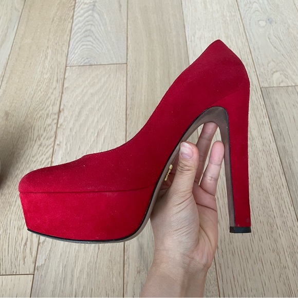 Prada Red Suede Pumps - Picture 13 of 13
